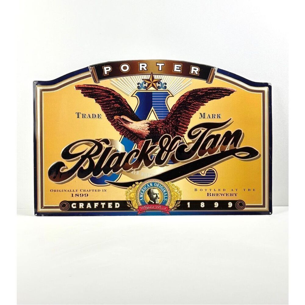 Budweiser Anheuser Busch Black & Tan Porter Beer Tin Sign Hard To Find EO2173